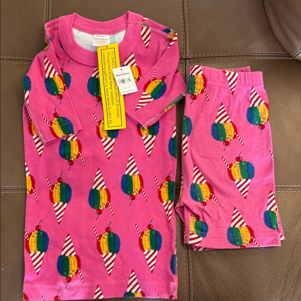Hanna Andersson Pink Ice Cream Girls Pajamas size 120 6-7 years